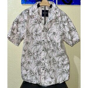 Mens Hawaiian Shirt Pink & Green Floral Short Sleeve XL Cotton/7 buttons